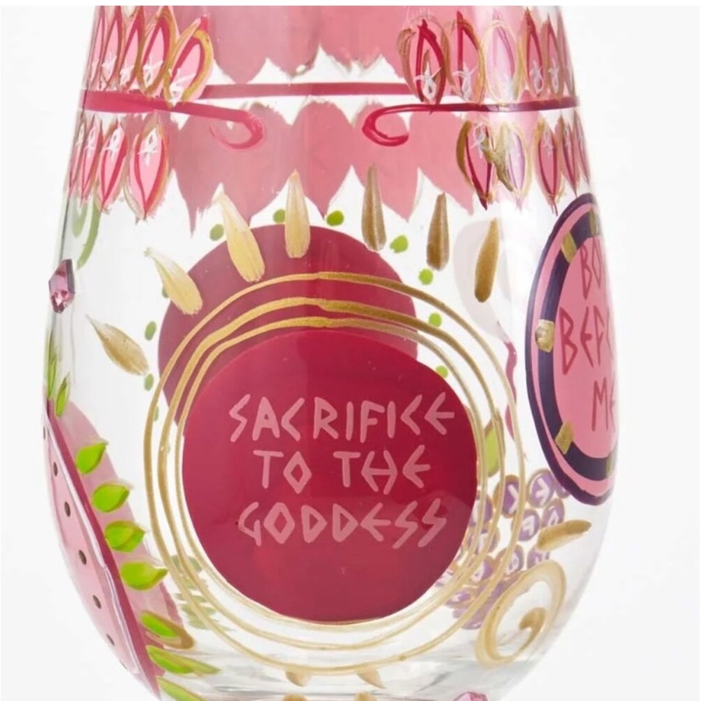 Lolita NIB!! Birthday Goddess Hand-painted Artisan Wine Glass - Picture 5 of 11